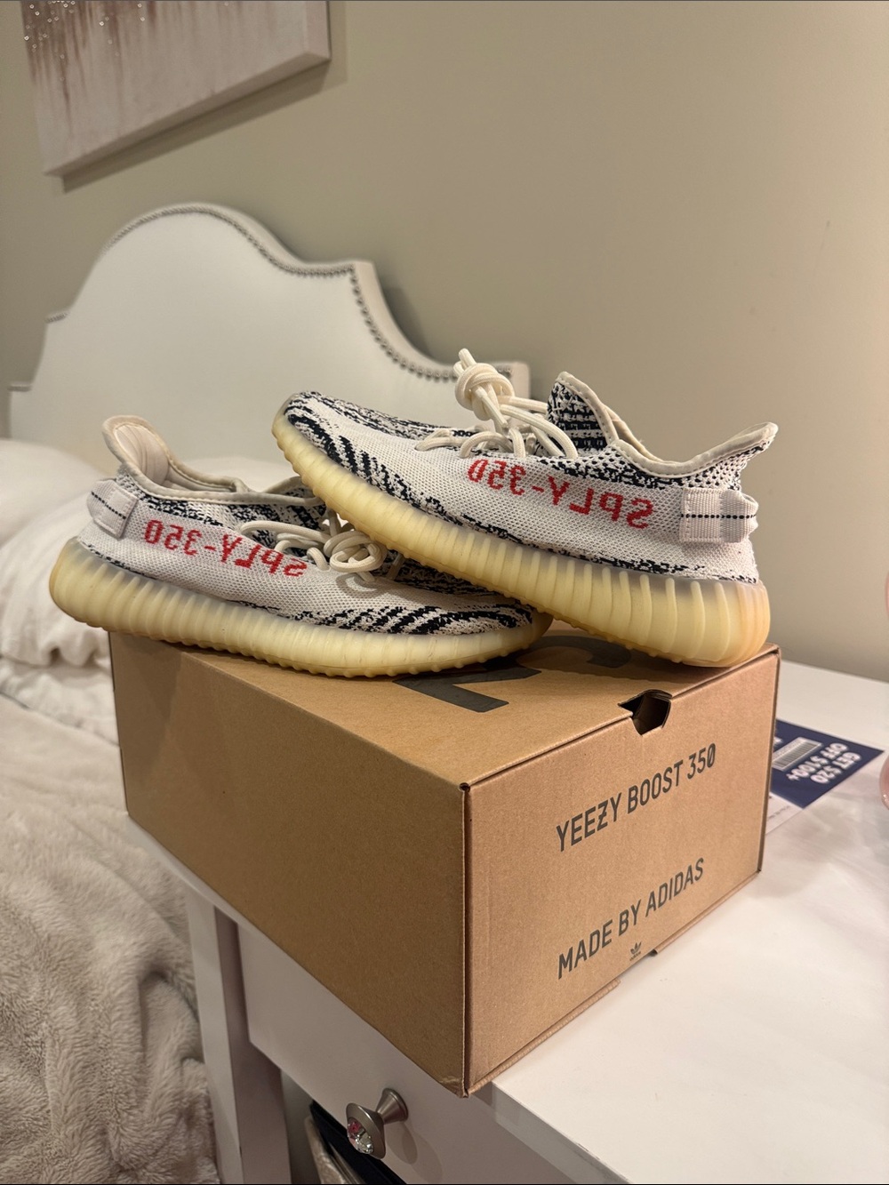 adidas Yeezy Boost 350 V2 Zebra Men’s Sneakers - White/Black with Red